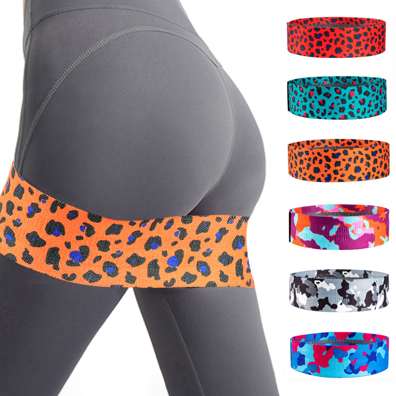 Yoga Fitness Resistance Band - Leopard Print Booty Bands, Non-Slip Fabric