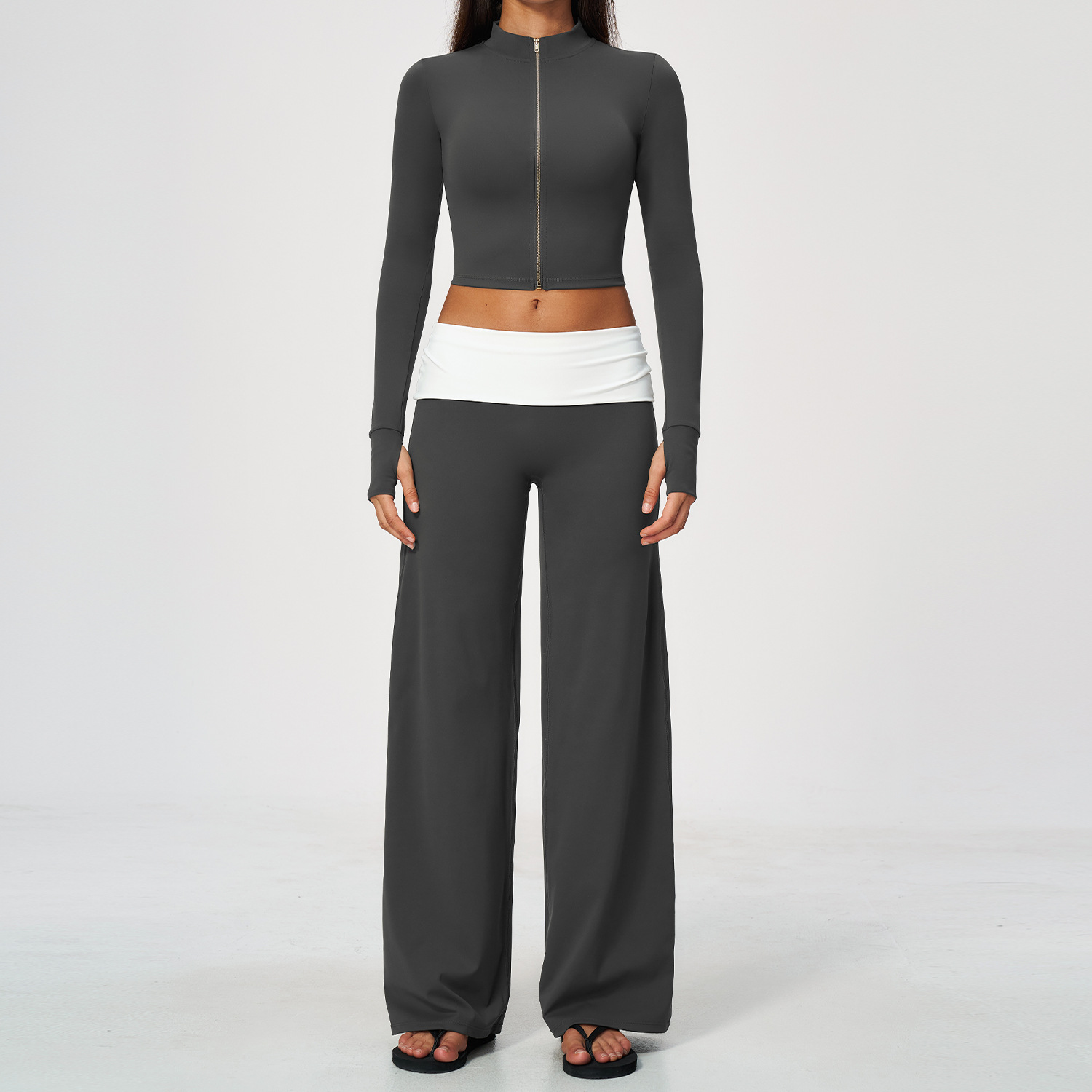 Zip Jacket Wide Leg Pants 2 Pi - Yoga Fitness Women recension och pris